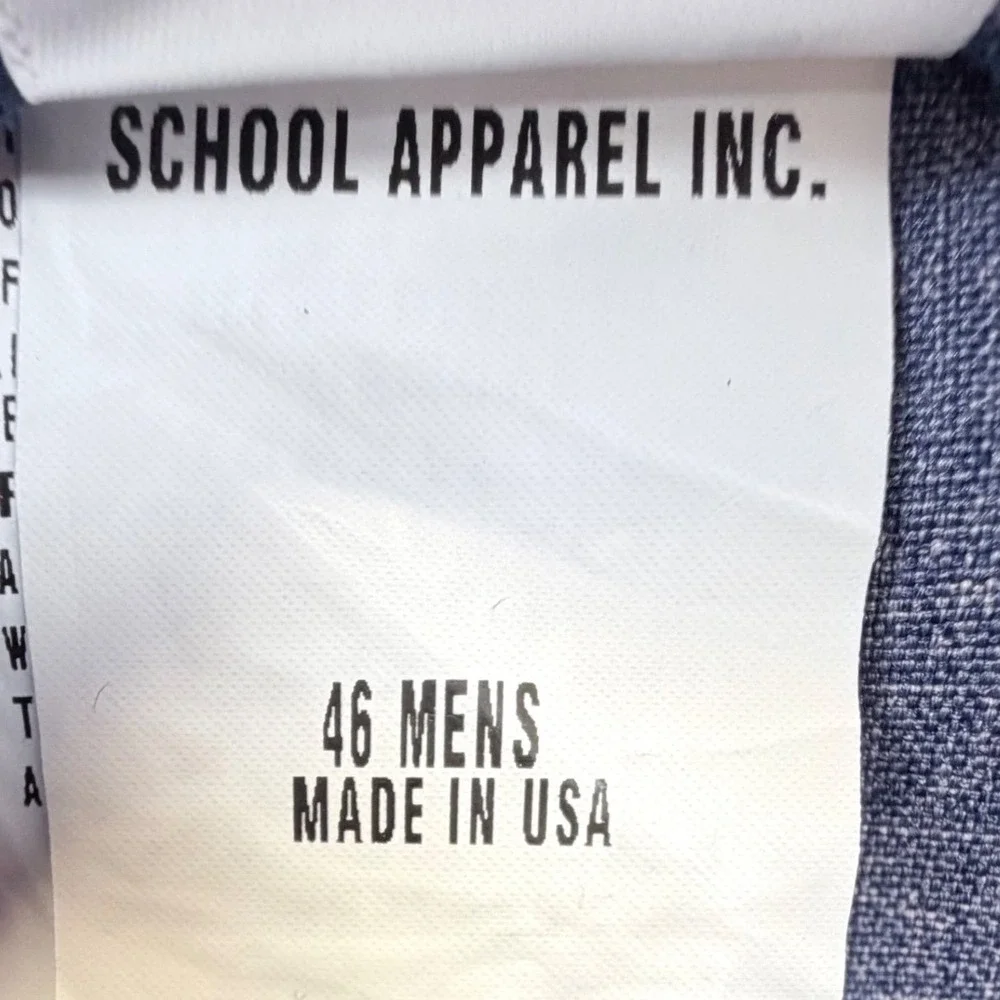 A+ School Apparel Dress Pants Mens 46 Blue USPS Spec Made in USA Flat Front